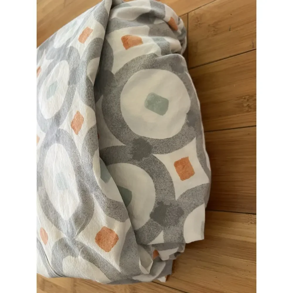 West Elm Green Circle Trellis Full queen duvet cover 100% Cotton